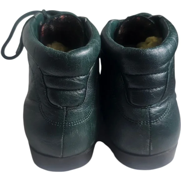 Danexx Green Leather Lace-Up Flat Ankle Boots Size 8.5 D Austin 4 - Picture 7 of 9